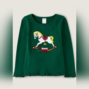 Gymboree embroidered "Nutcracker" Rocking Horse ruffle top
